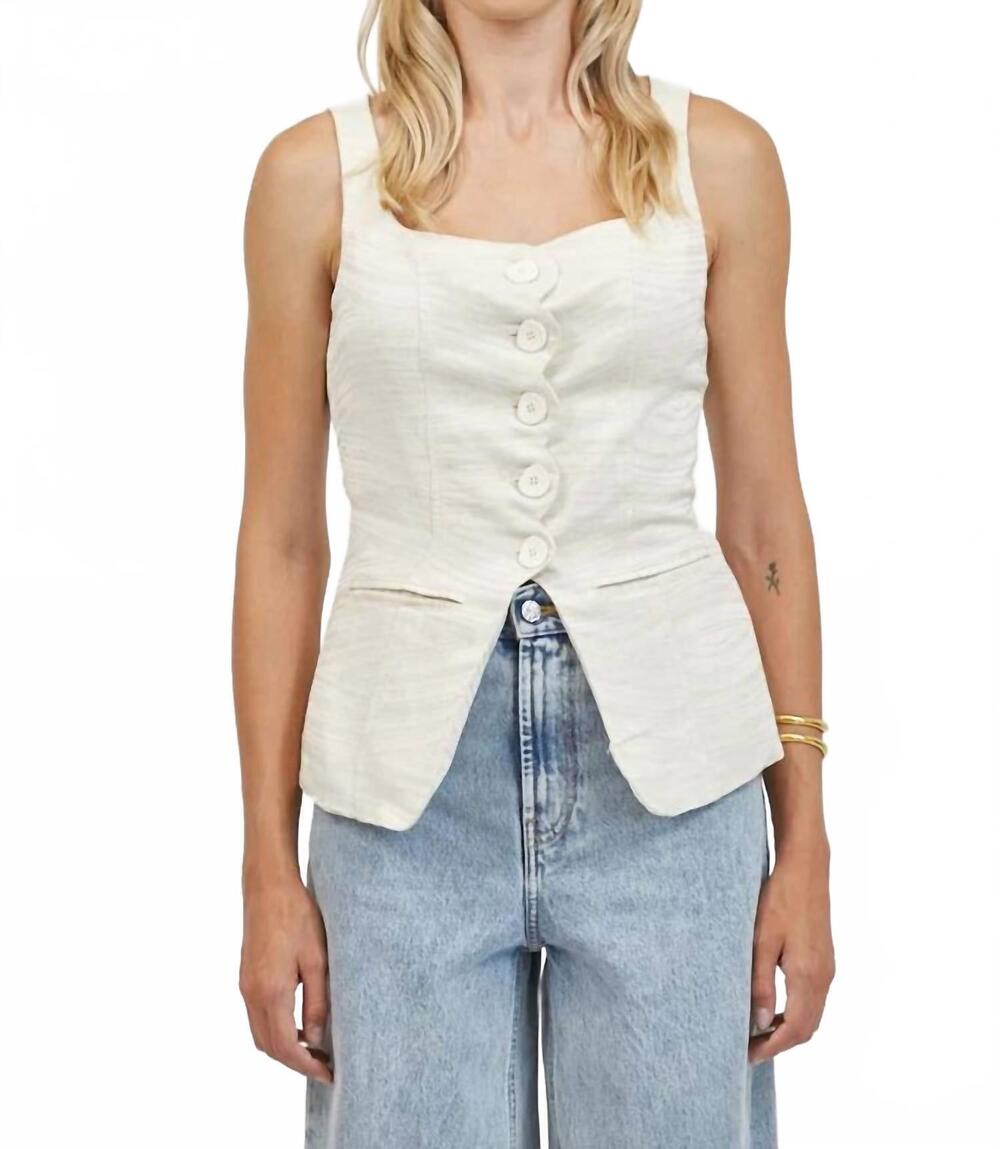 NEW A.REN celine linen button down top in natural